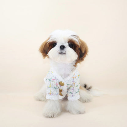 Dog White Plaid houndstooth Luxury Coat jacket by Frenchiely