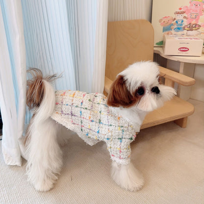 Dog White Plaid houndstooth Luxury Coat jacket by Frenchiely