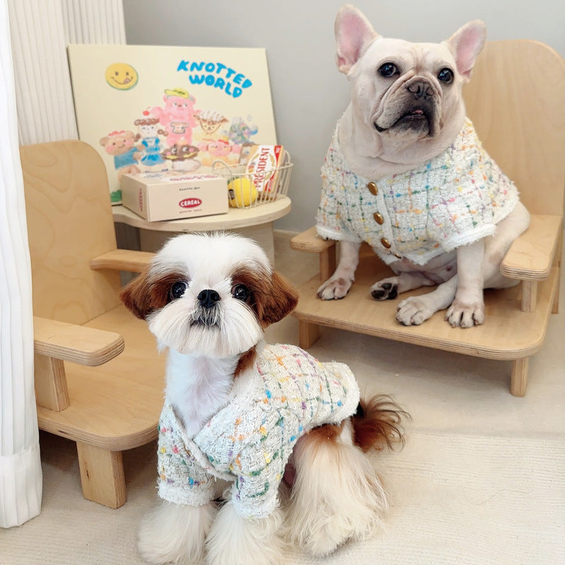 Dog White Plaid Luxury Coat for small medium dogs by Frenchiely