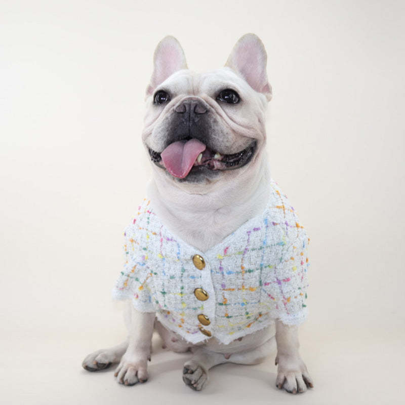 Dog White Plaid Luxury Coat for small medium dogs by Frenchiely