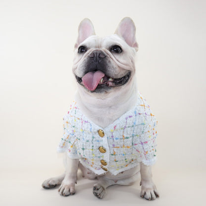 Dog White Plaid Luxury Coat for small medium dogs by Frenchiely
