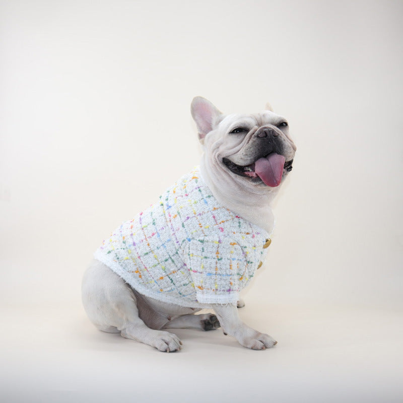 Dog White Plaid Luxury Coat for small medium dogs by Frenchiely