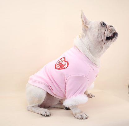 Dog Winter Warm Pullover Pink Sweater for medium dog breeds by Frenchiely