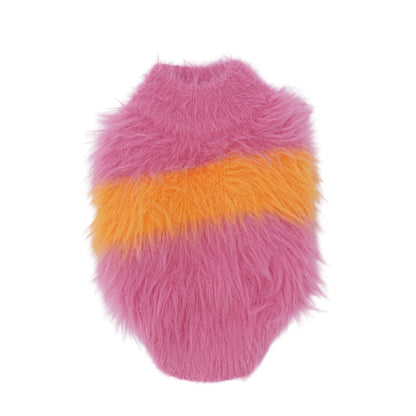 Dog faux marten fur sweater in red for french bulldogs