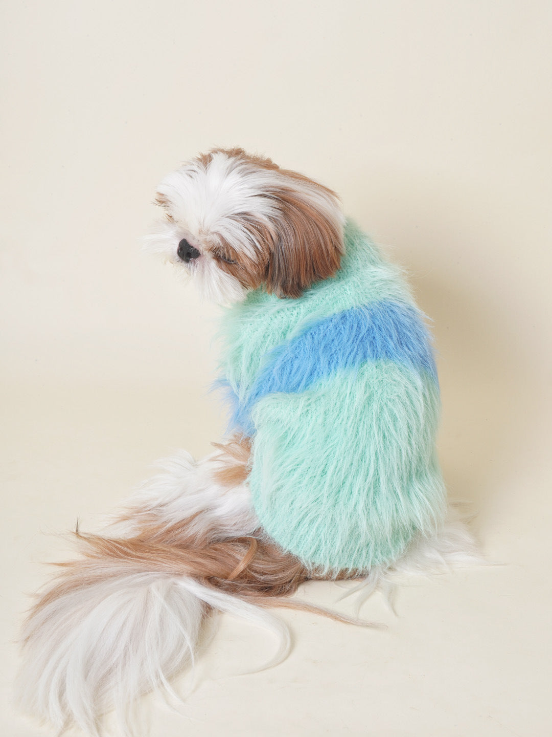 Dog faux marten fur sweater in red for french bulldogs