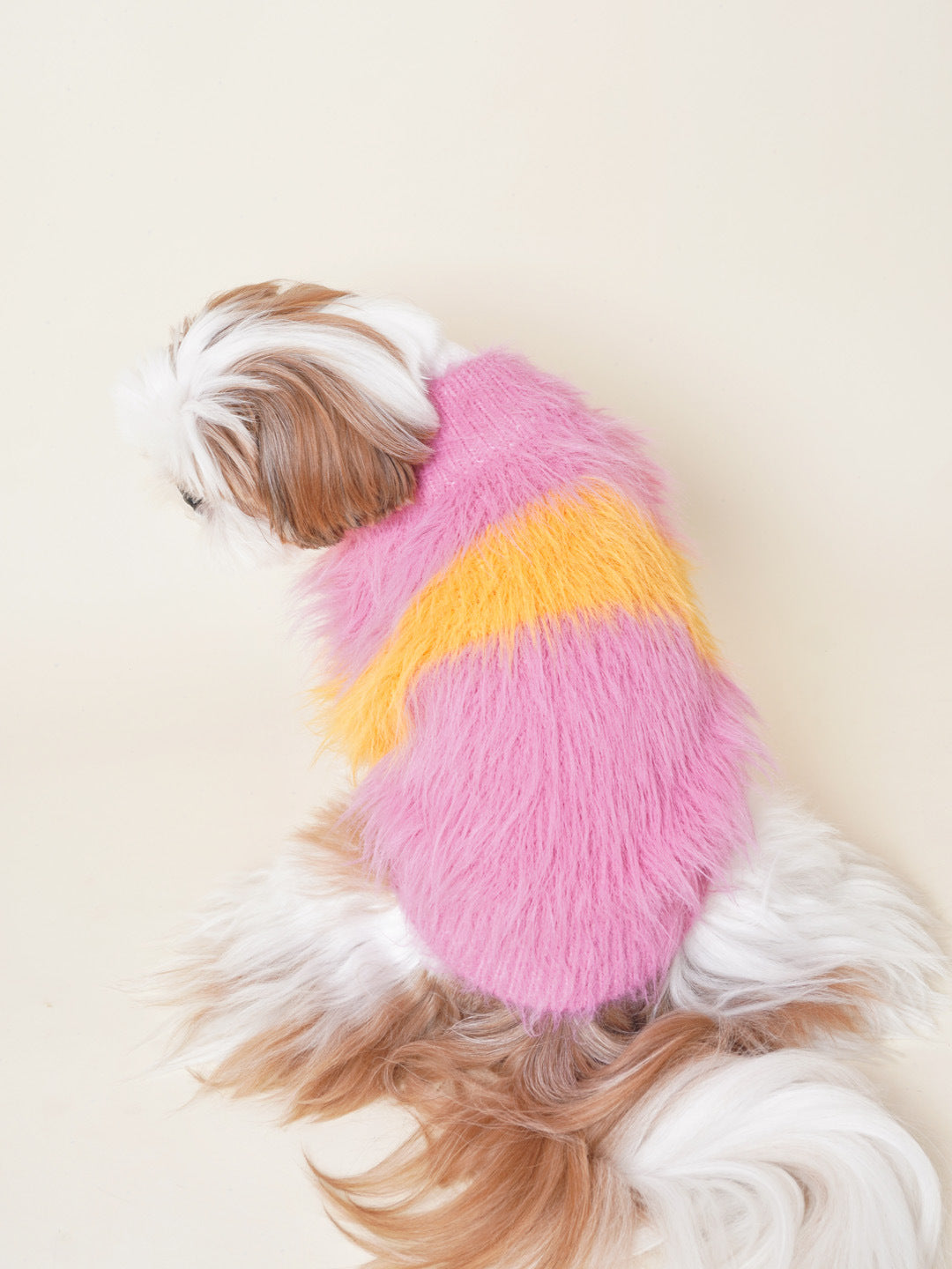 Dog faux marten fur sweater in red for french bulldogs