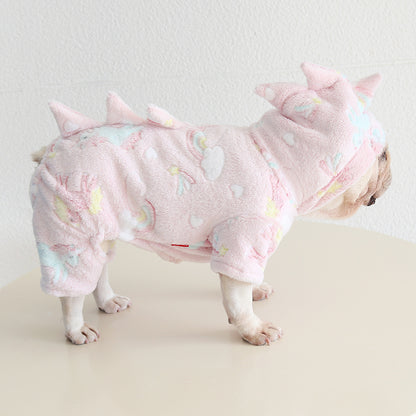 Dog Warm Dinosaur Jumpsuit Costume Pink dogwinterwarmdinosaurjumpsuitcostumeformediumdogsbyFrenchiely_17