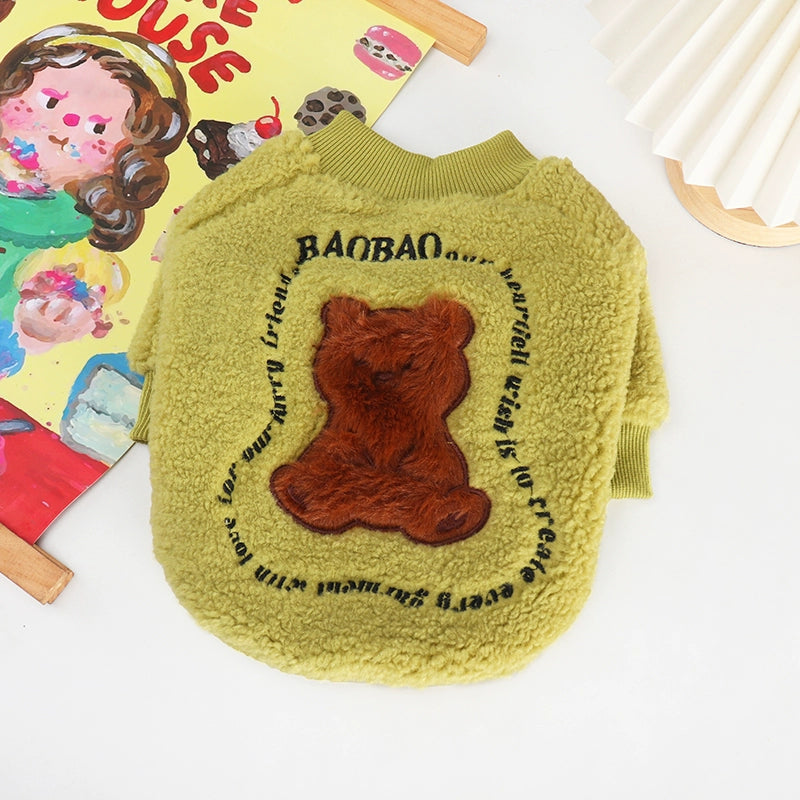 Bear Shirt Fleece Lined dogwinterwarmgreenbearsweatshirtformediumdogbreedsbyFrenchiely_2