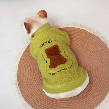 Bear Shirt Fleece Lined dogwinterwarmgreenbearsweatshirtformediumdogbreedsbyFrenchiely_3