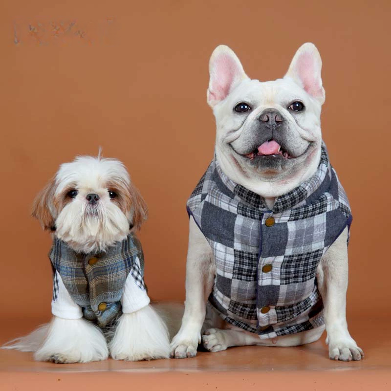 Vintage Plaid Vest Coat dogwinterwarmplaidjacketcoatforsmallmediumdogs_10