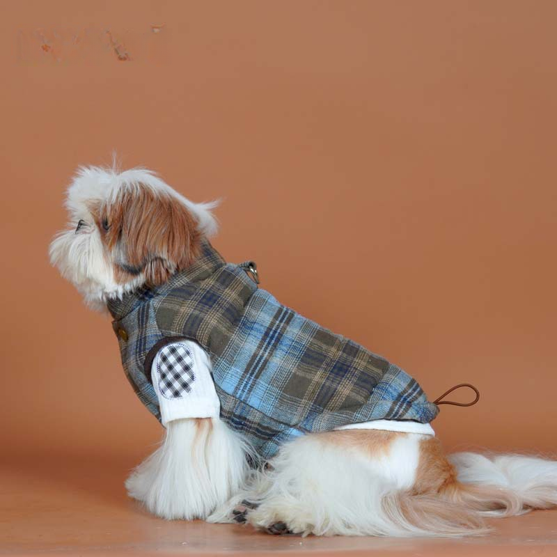 Vintage Plaid Vest Coat dogwinterwarmplaidjacketcoatforsmallmediumdogs_12