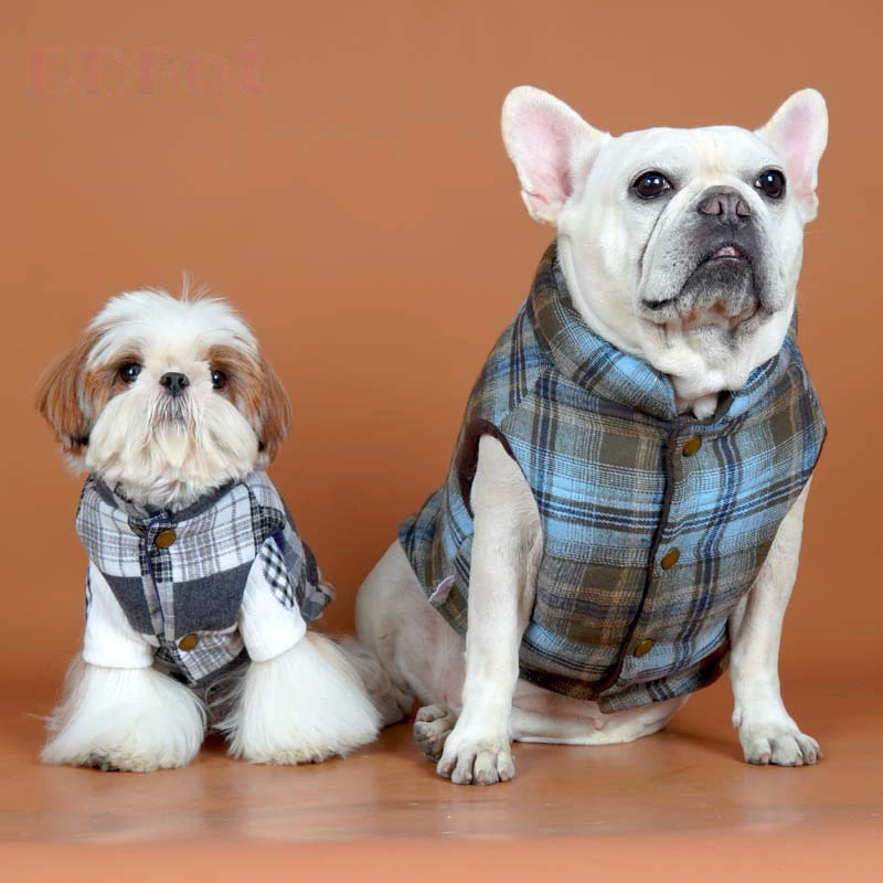 Vintage Plaid Vest Coat dogwinterwarmplaidjacketcoatforsmallmediumdogs_14