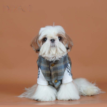 Vintage Plaid Vest Coat dogwinterwarmplaidjacketcoatforsmallmediumdogs_4