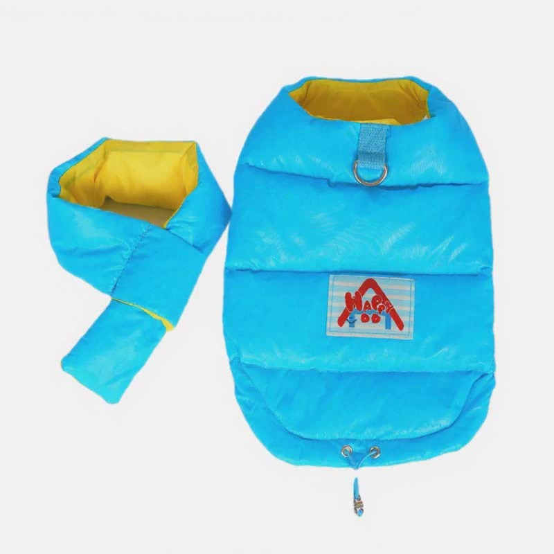 Down Vest with Scarf- D Ring Blue dogwinterwarmwaterproofdownvestcoatforfrenchbulldogs_12