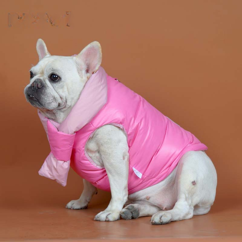 Down Vest with Scarf- D Ring dogwinterwarmwaterproofdownvestcoatforfrenchbulldogs_15