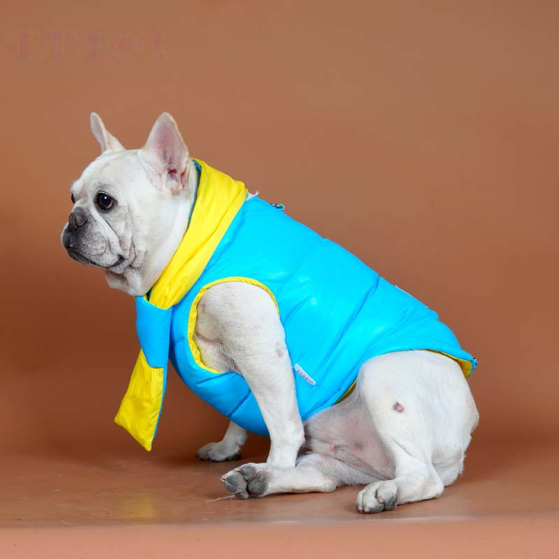 Down Vest with Scarf- D Ring dogwinterwarmwaterproofdownvestcoatforfrenchbulldogs_3