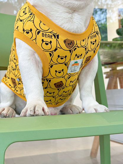 Dog Cotton Bear Shirt dogyellowbearsleevelessshirtvestforfrenchbulldogsbyFrenchiely_2