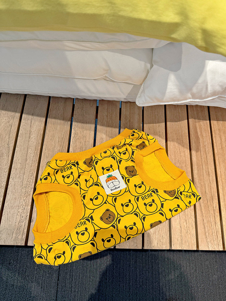 Dog Cotton Bear Shirt dogyellowbearsleevelessshirtvestforfrenchbulldogsbyFrenchiely_3