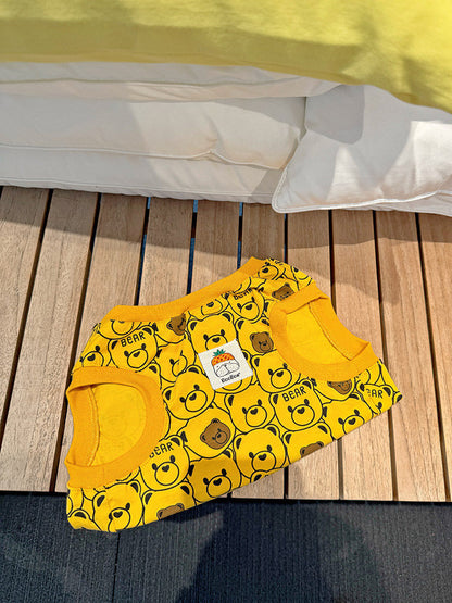 Dog Cotton Bear Shirt dogyellowbearsleevelessshirtvestforfrenchbulldogsbyFrenchiely_3