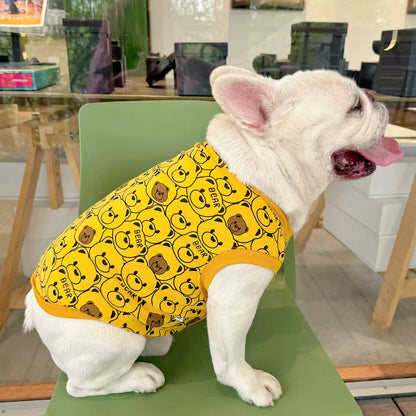 Dog Cotton Bear Shirt dogyellowbearsleevelessshirtvestforfrenchbulldogsbyFrenchiely_3