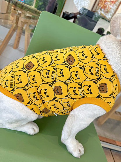 Dog Cotton Bear Shirt dogyellowbearsleevelessshirtvestforfrenchbulldogsbyFrenchiely_4