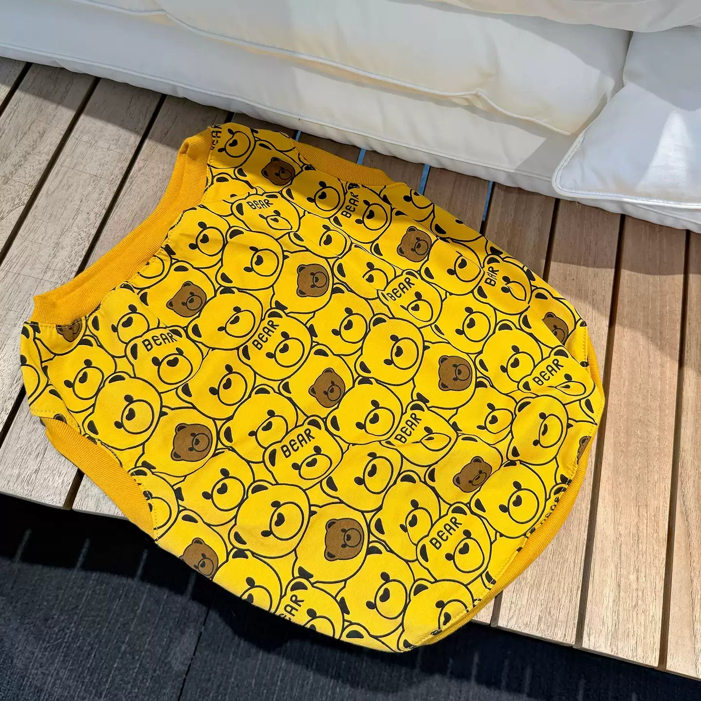 Dog Cotton Bear Shirt dogyellowbearsleevelessshirtvestforfrenchbulldogsbyFrenchiely_4