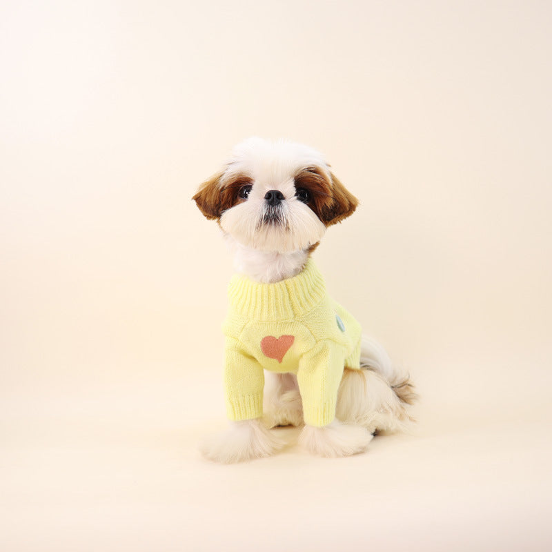 Dog Yellow 'Young For U' Sweater with heart pattern