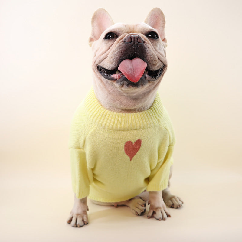 Dog Yellow 'Young For U' Sweater with heart pattern