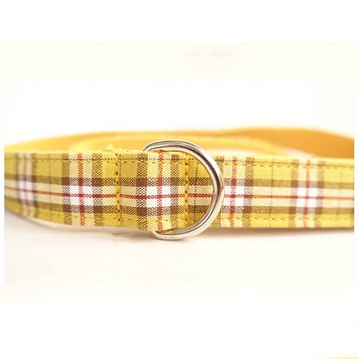 Dog Yellow Plaid Leash Set - Frenchiely