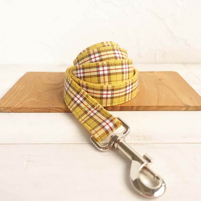 Dog Yellow Plaid Leash Set - Frenchiely