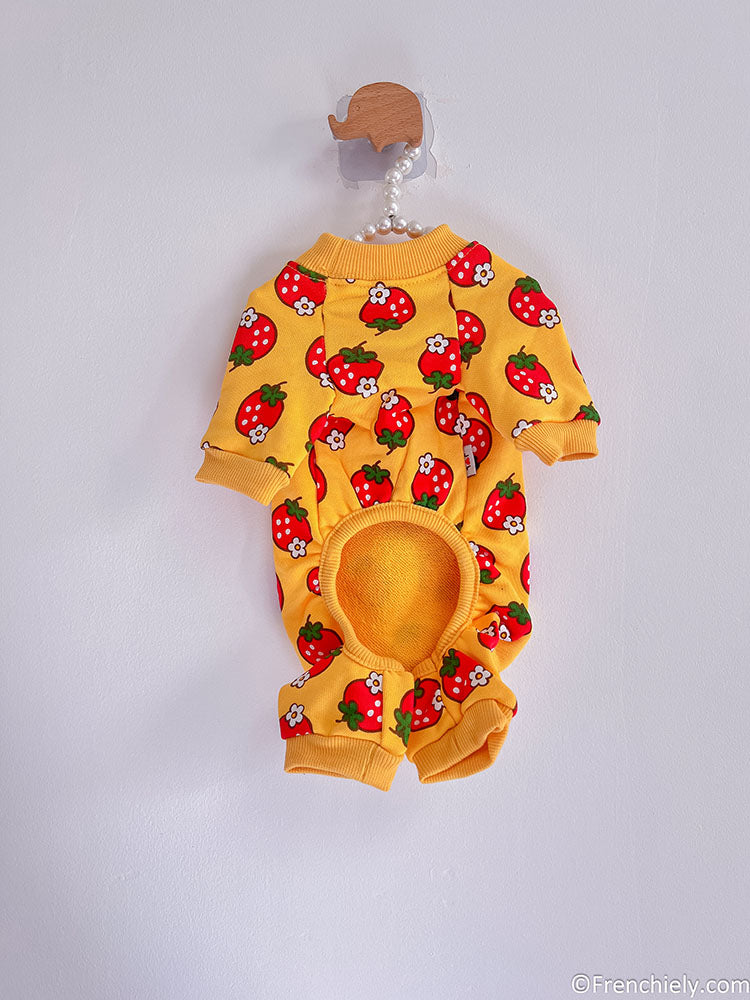 dog strawberry onesie pajamas for medium dogs 