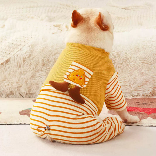 Stripe Onesie PJs dogyellowstripecartoonpajamasPJs_1
