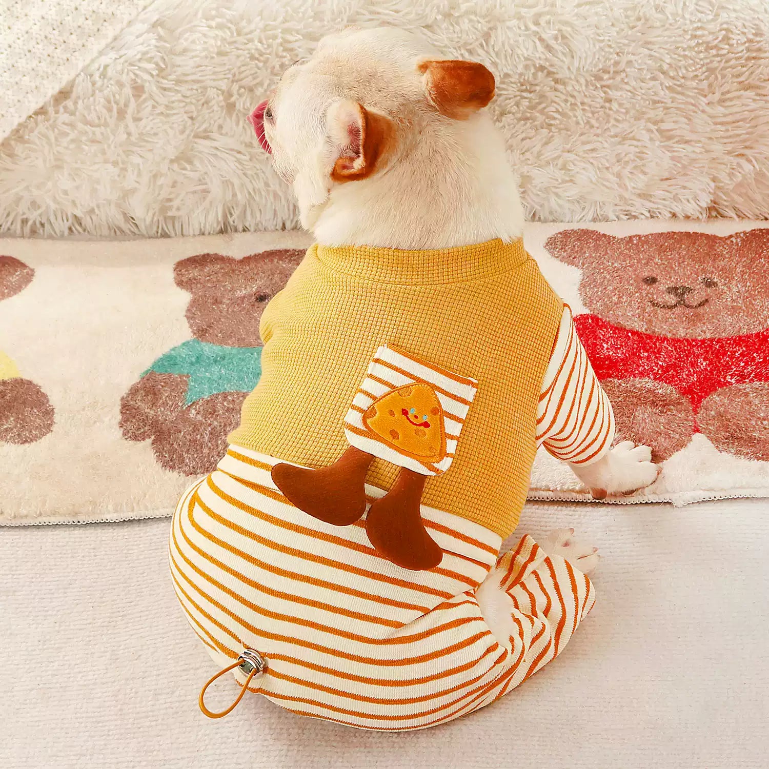 Stripe Onesie PJs dogyellowstripecartoonpajamasPJs_2