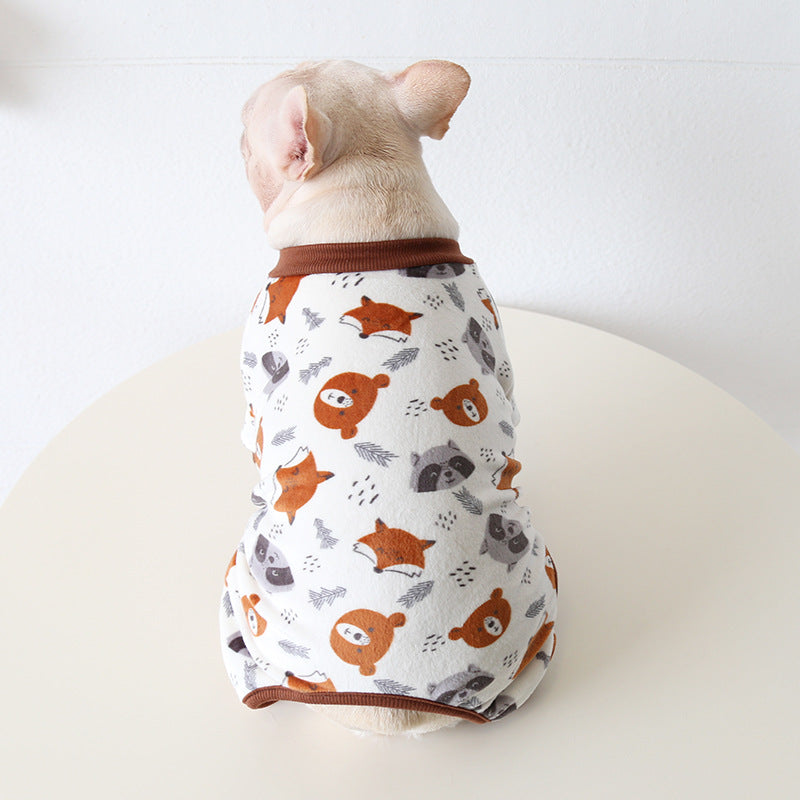 Dog Winter Onesie PJs with Fox Print - Frenchiely