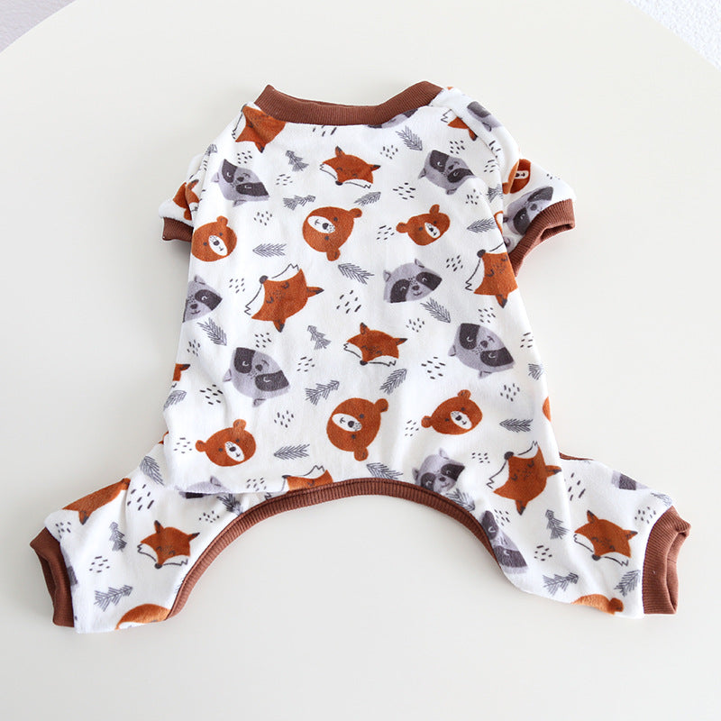 Dog Winter Onesie PJs with Fox Print - Frenchiely