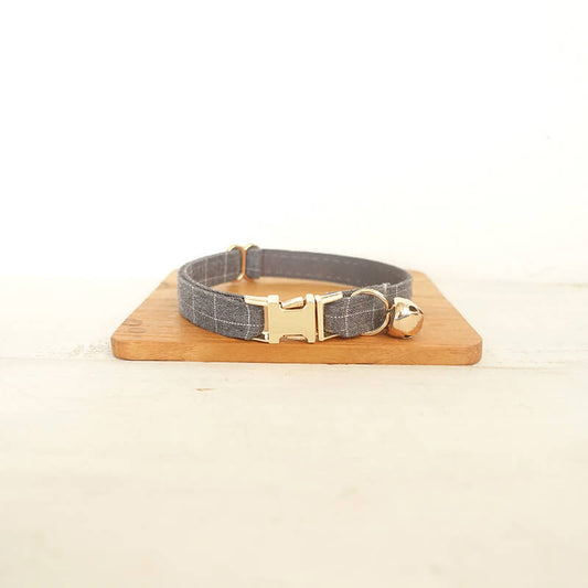 Grey Plaid Cat Collar - Frenchiely