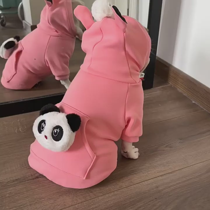 Dog Pink Panda Hoodie Costume for small medium dogs 