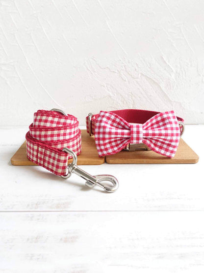 Dog Red Plaid Leash Set - Frenchiely