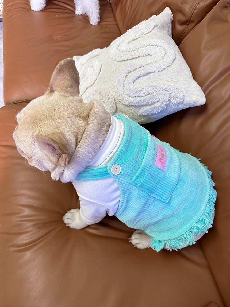 Dog Corduroy Overalls Dress with Hat - Frenchiely