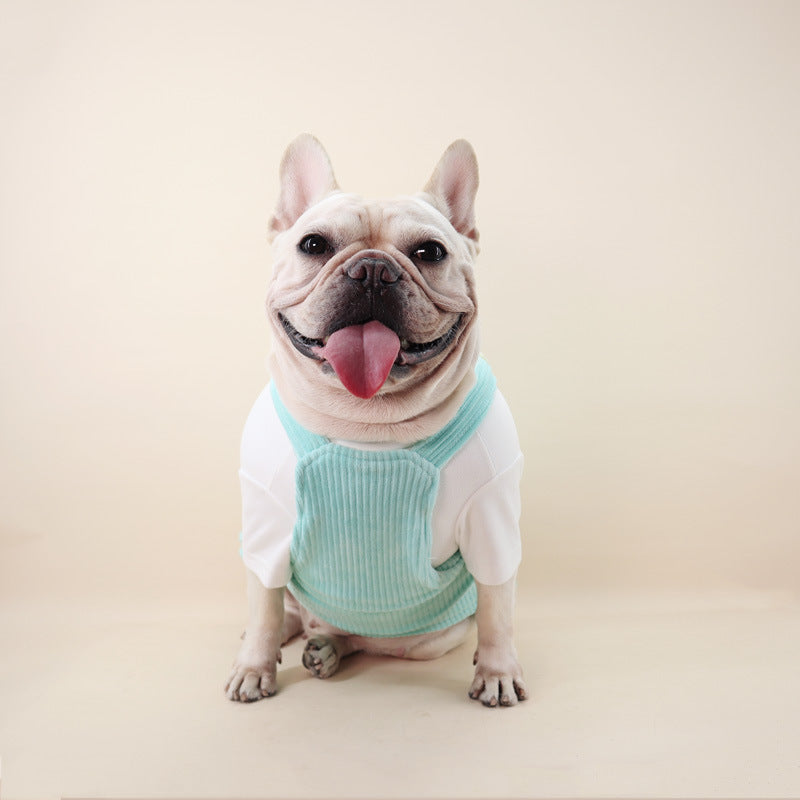 Dog Corduroy Overalls Dress with Hat - Frenchiely