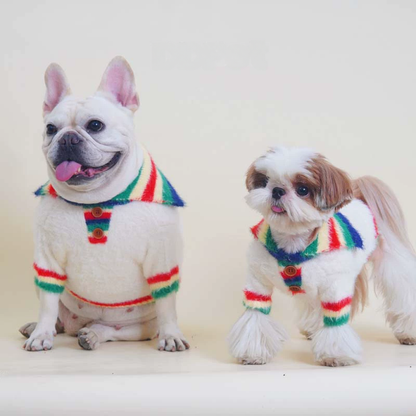 Rainbow Sweater whitesweaterwithrainbowcollarformeddiumdogs_1