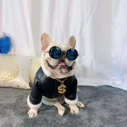 Dog Leather Faux Fur Jacket Coat for French Bully - Frenchiely