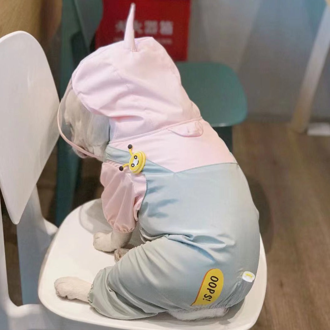 Frenchiely dog cartoon unicorn raincoat jacket 