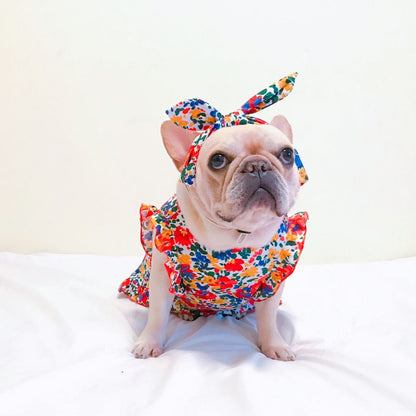 dog retro vintage floral dress - Frenchiely