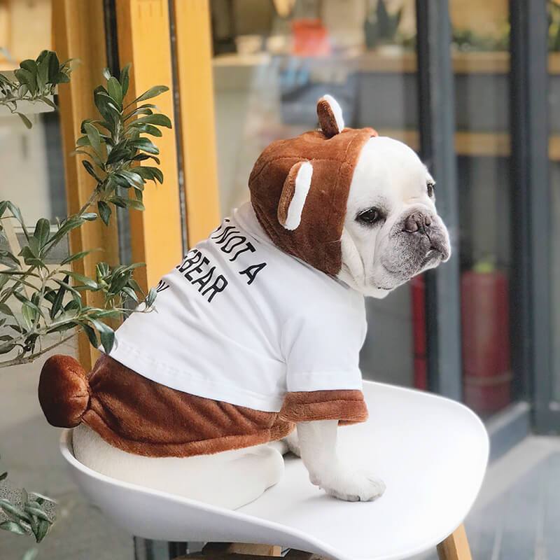 Cartoon Bear Dog Hoodie Costume for Bulldogs-2 Pieces - Frenchiely