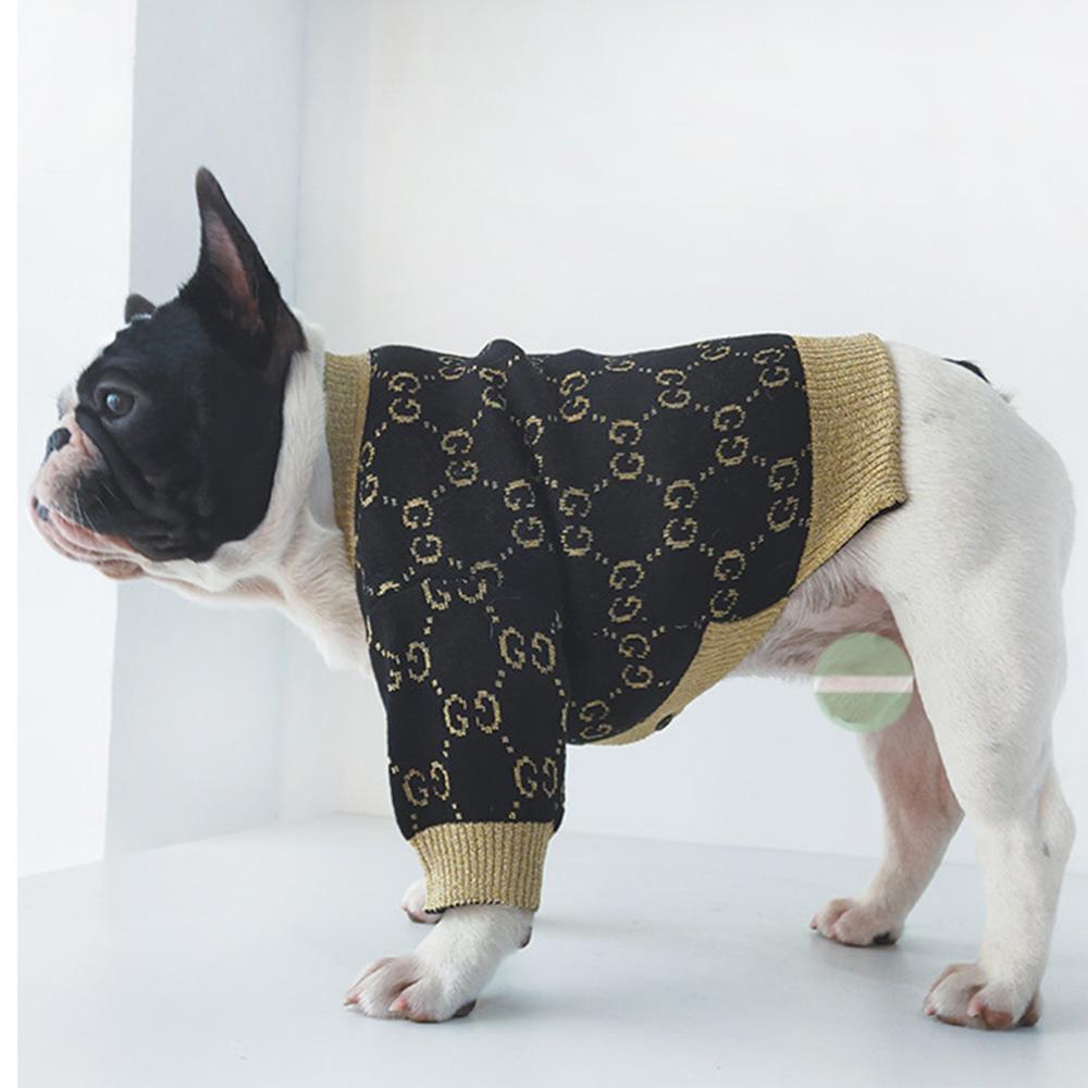 French Bulldog Puppy Sweaters Dark Black & Golden - Frenchiely