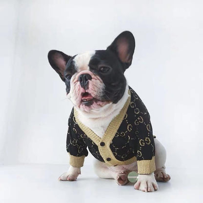 French Bulldog Puppy Sweaters Dark Black & Golden - Frenchiely