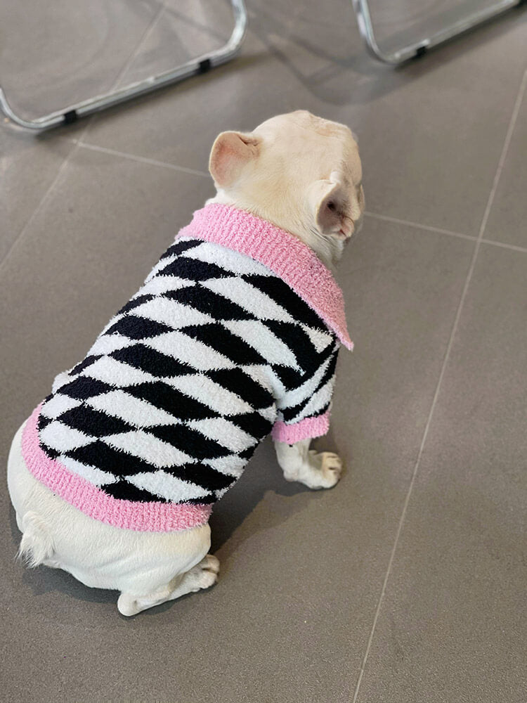 dog black and pink sweater