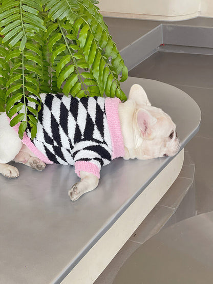 dog black and pink sweater for french bulldogs 