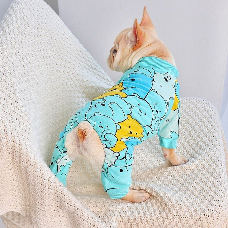 Dog Cartoon Bear Pajamas Jammies for french bulldogs BY FRENCHIELY
